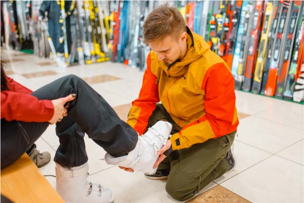 Achat d'une paire de chaussure de ski en magasin